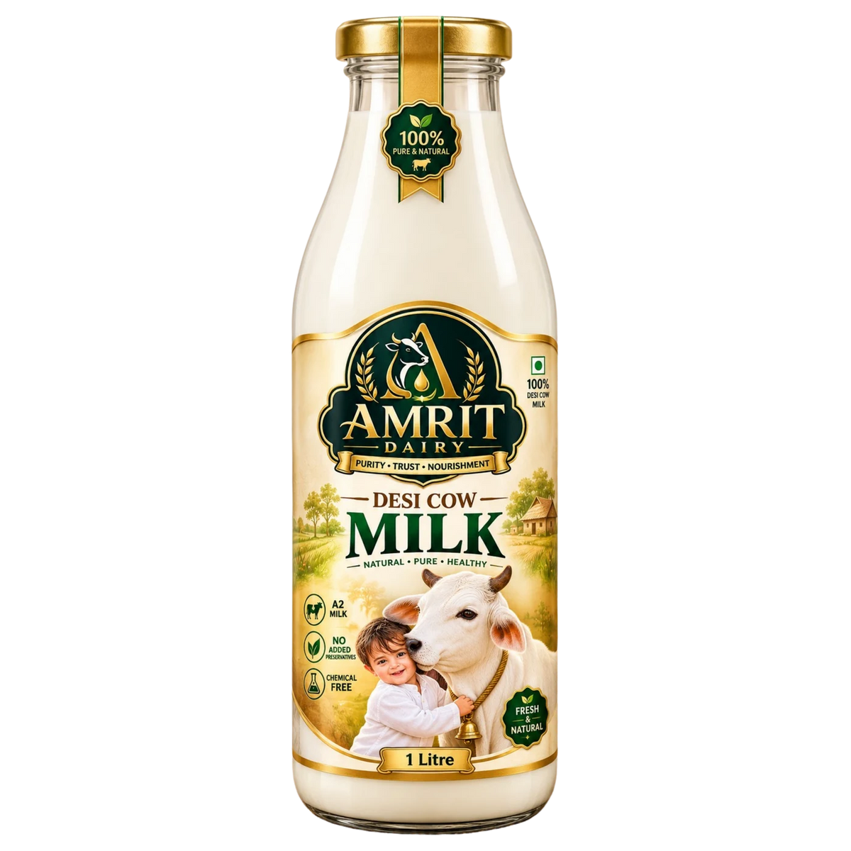 Amrit Dairy Desi Cow Milk bottle